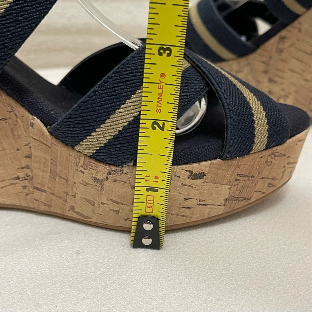Merona Women's Strappy Blue Fabric Cork Wedge Sandal Open Toe Casual 7.5 - Picture 10 of 13